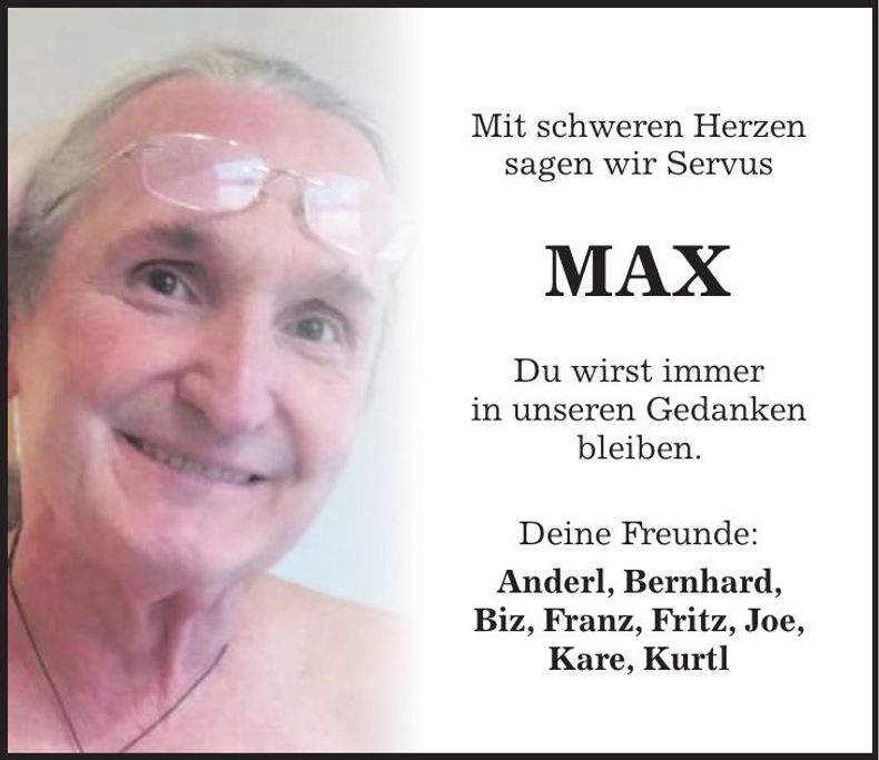 Traueranzeige Max Bruder Straubinger