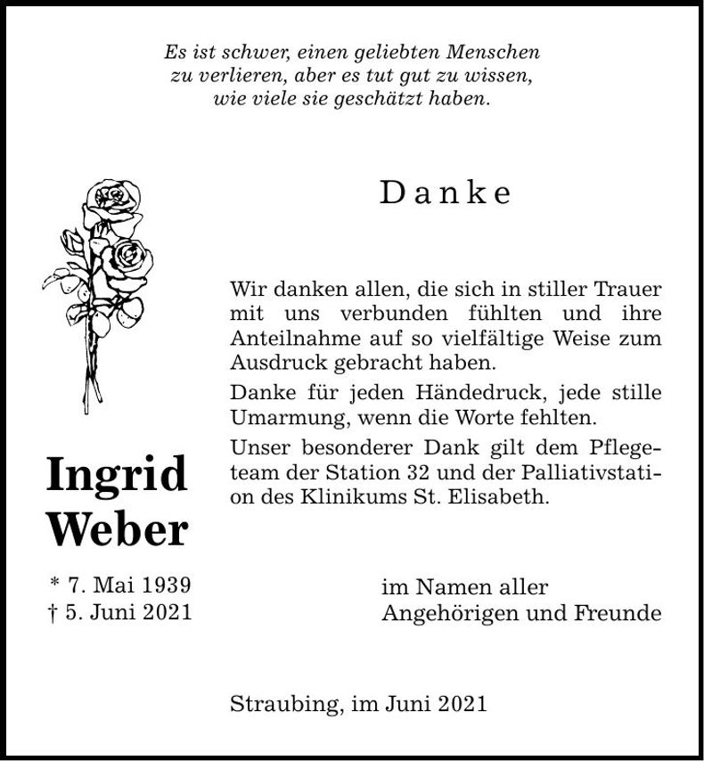 Traueranzeige Ingrid Weber