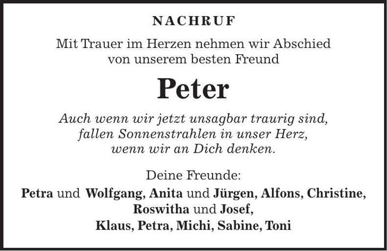 Traueranzeige Peter Sigl