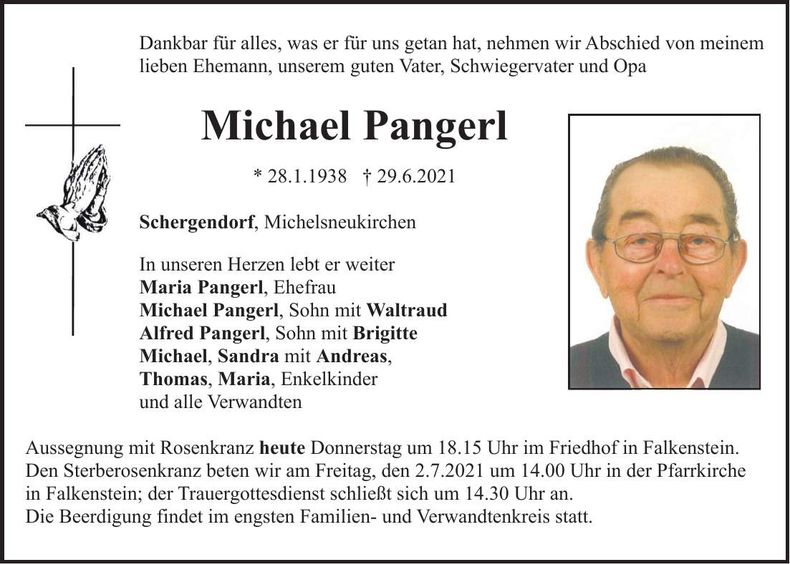 Traueranzeige Michael Pangerl