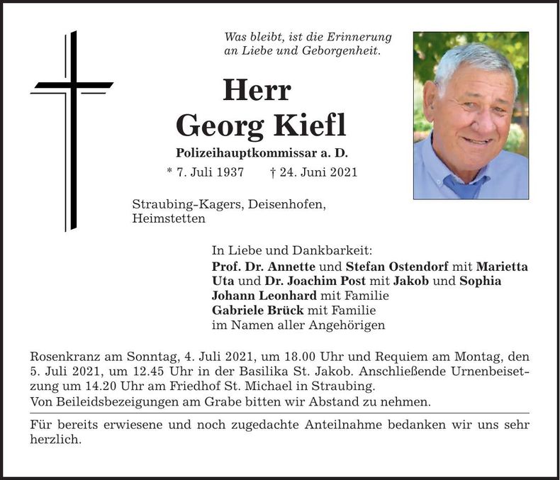 Traueranzeige Georg Kiefl