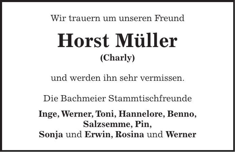 Traueranzeige Horst Müller