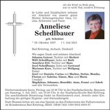 Traueranzeige Anneliese Schedlbauer
