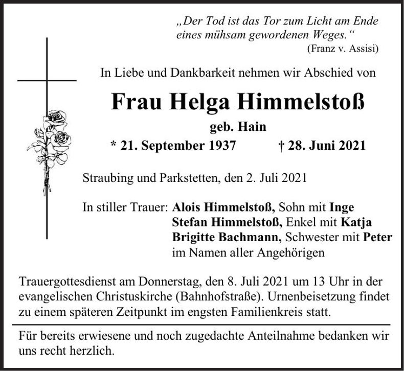 Traueranzeige Helga Himmelstoß