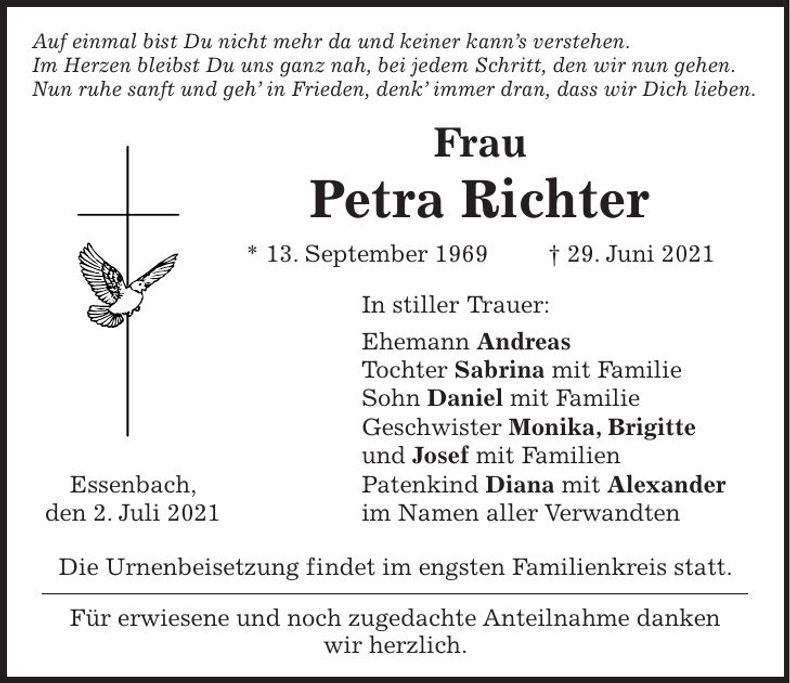 Traueranzeige Petra Richter