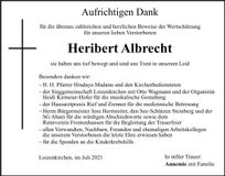 Traueranzeige Heribert Albrecht