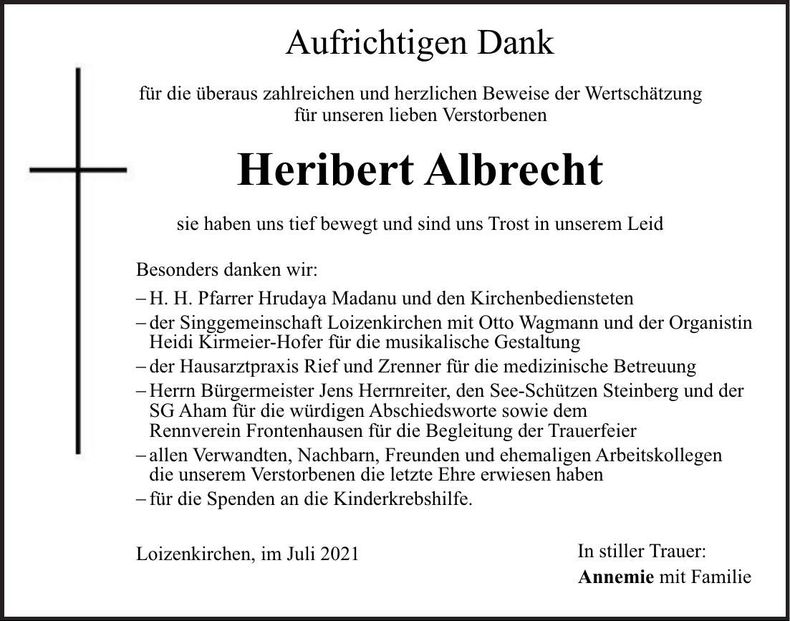 Traueranzeige Heribert Albrecht