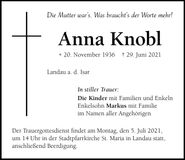 Traueranzeige Anna Knobl