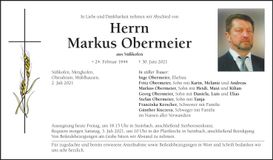 Traueranzeige Markus Obermeier