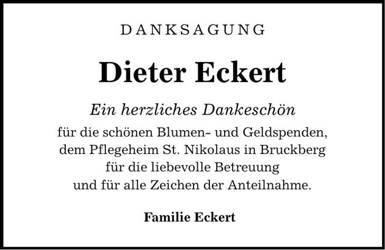 Traueranzeige Dieter Eckert