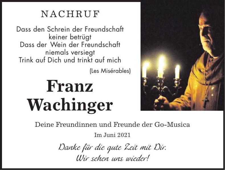 Traueranzeige Franz Wachinger