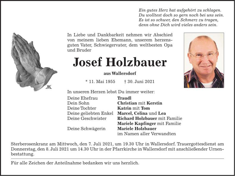 Traueranzeige Josef Holzbauer