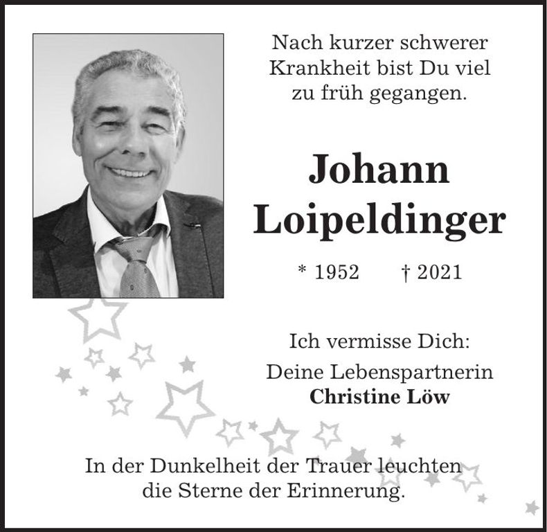 Traueranzeige Johann Loipeldinger
