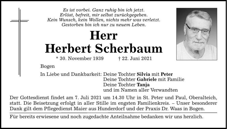 Traueranzeige Herbert Scherbaum