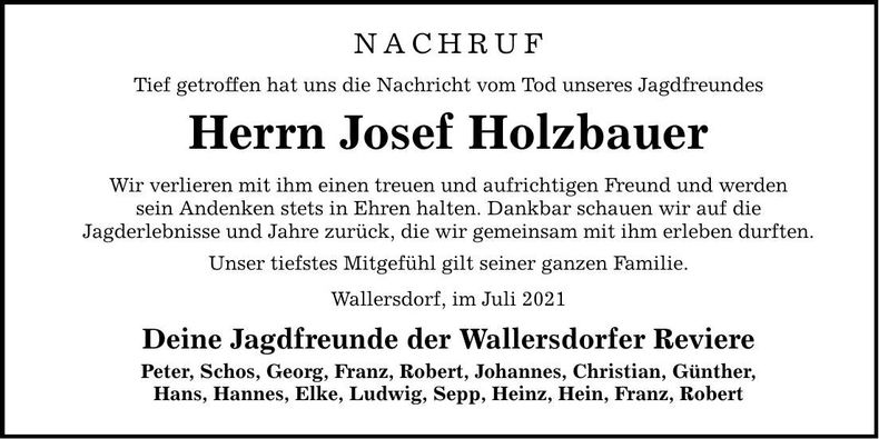 Traueranzeige Josef Holzbauer