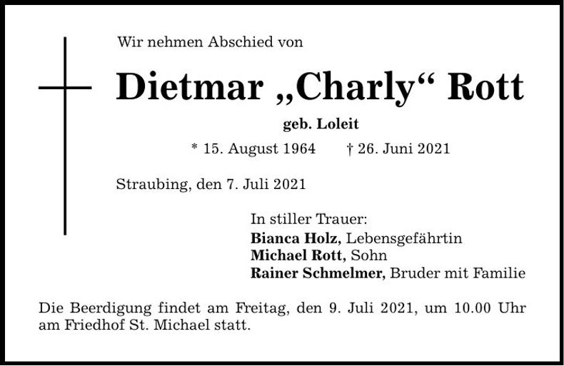 Traueranzeige Dietmar Rott