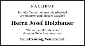 Traueranzeige Josef Holzbauer