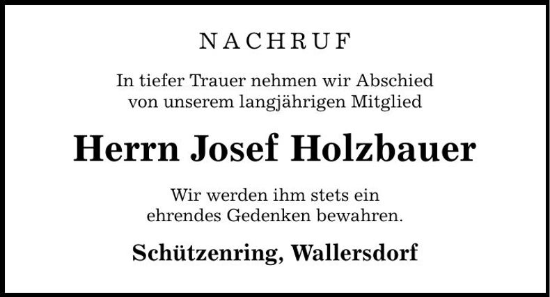 Traueranzeige Josef Holzbauer
