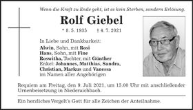 Traueranzeige Rolf Giebel
