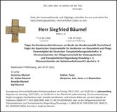 Traueranzeige Siegfried Bäumel