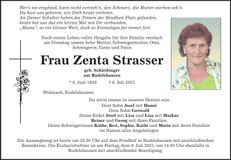 Traueranzeige Zenta Strasser