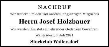 Traueranzeige Josef Holzbauer