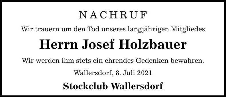 Traueranzeige Josef Holzbauer