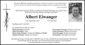 Traueranzeige Albert Eiwanger