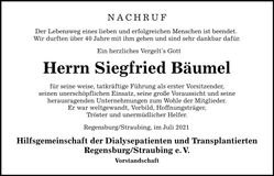 Traueranzeige Siegfried Bäumel
