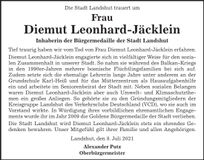 Traueranzeige Diemut Leonhard-Jäcklein