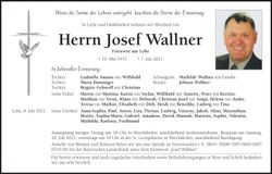 Traueranzeige Josef Wallner