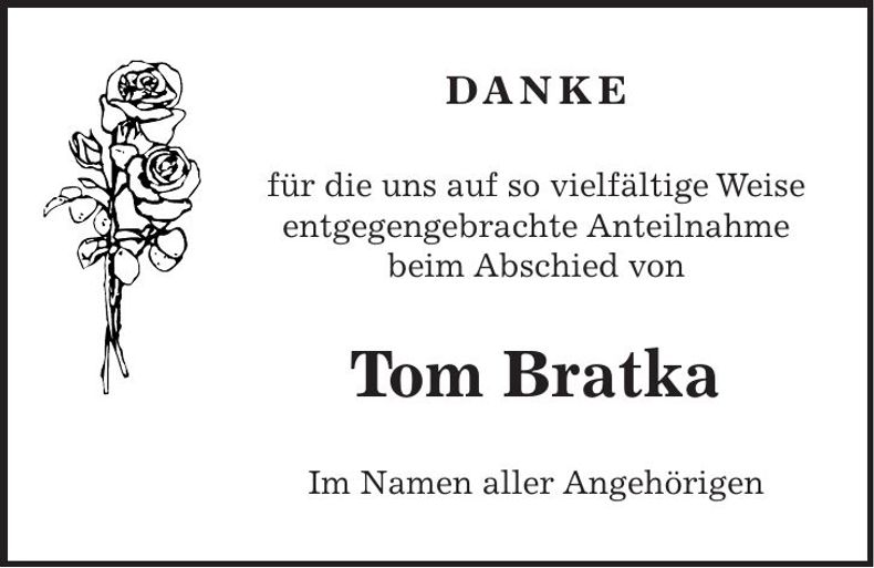 Traueranzeige Tom Bratka
