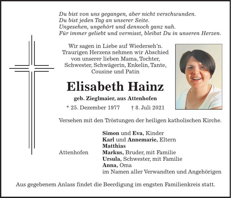 Traueranzeige Elisabeth Hains