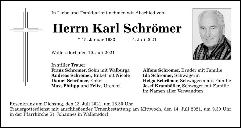Traueranzeige Karl Schrömer