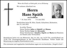 Traueranzeige Hans Späth