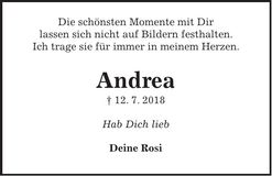 Traueranzeige Andrea Barth