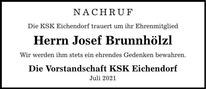 Traueranzeige Josef Brunnhölzl