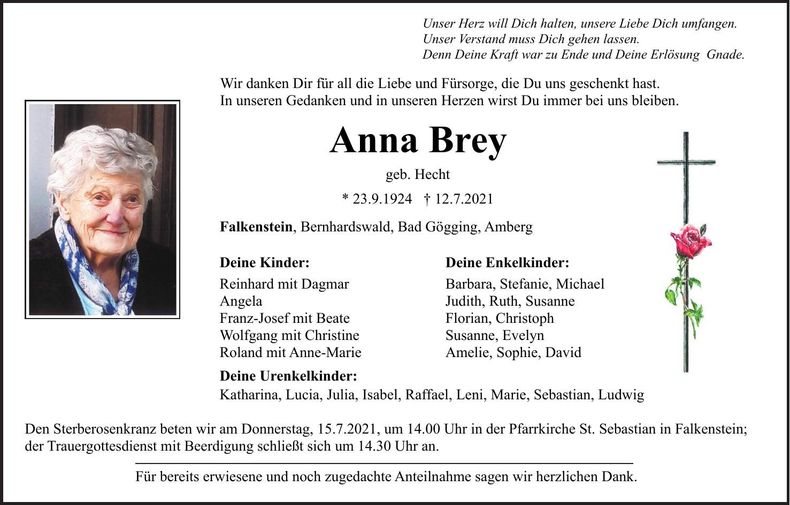 Traueranzeige Anna Brey