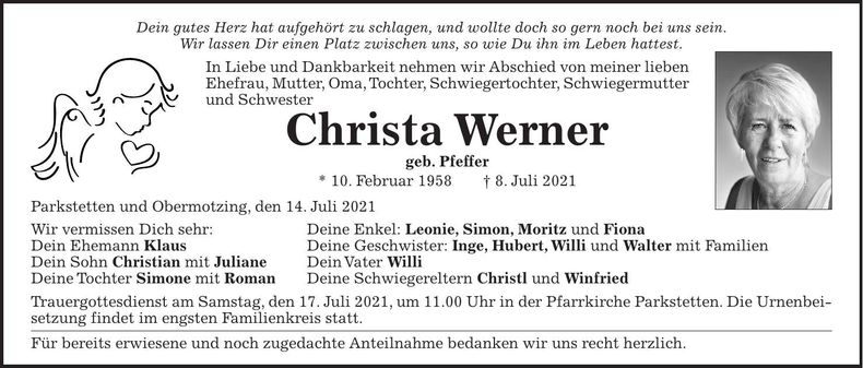 Traueranzeige Christa Werner