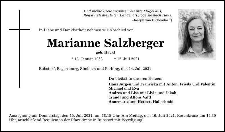 Traueranzeige Johann Salzberger