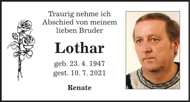 Traueranzeige Lothar Schubert