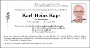 Traueranzeige Karl-Heinz Kaps