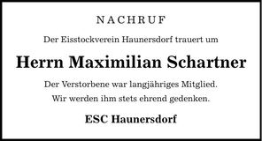 Traueranzeige Maximilian Schartner