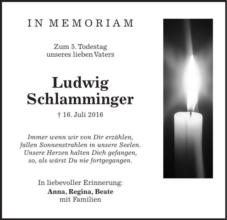 Traueranzeige Ludwig Schlammer