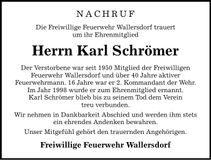 Traueranzeige Karl Schrömer