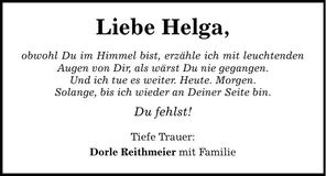 Traueranzeige Helga Lichtinger