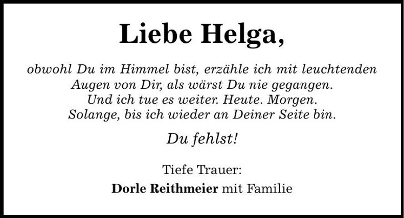 Traueranzeige Helga Lichtinger