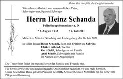 Traueranzeige Heinz Schanda