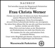 Traueranzeige Christa Werner