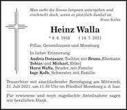 Traueranzeige Heinz Walla